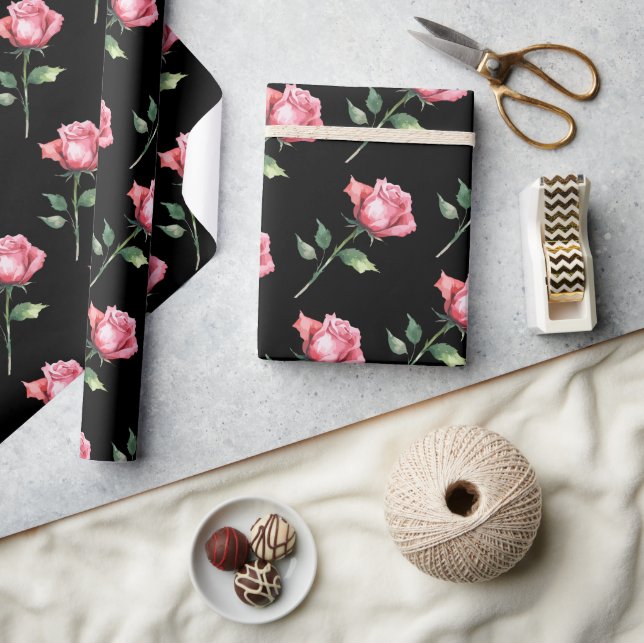 Papel De Regalo Patrón de rosa rosa (Artesanía)