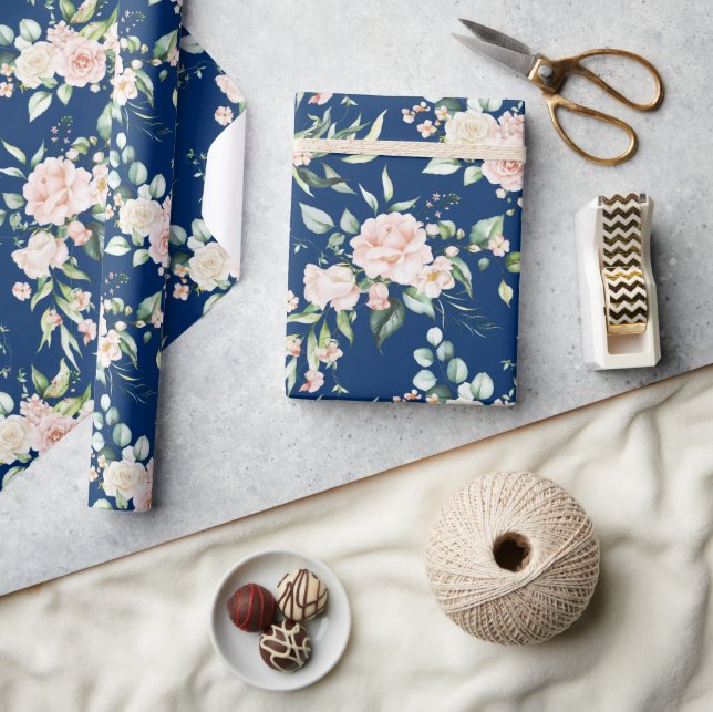 Papel De Regalo Patrón de rosas de acuarelas rosadas pasteles (Artesanía)