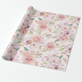 Papel De Regalo Patrón de rosas de cosecha rosa pastel