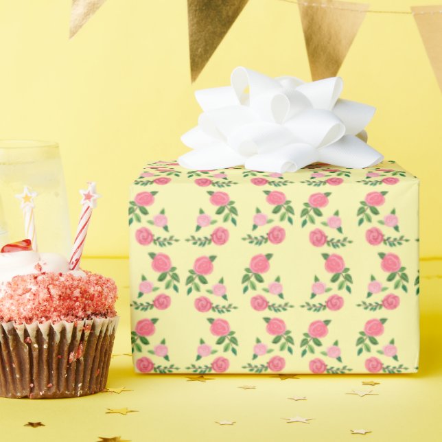 Papel De Regalo Patrón de rosas de té Floral lindo Femenino Dulce (Fiesta de cumpleaños )