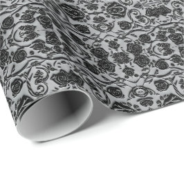 Papel De Regalo Patrón de Rosas negros de cementerio gótico