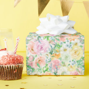 Papel De Regalo Patrón de Rosas románticos Pastel