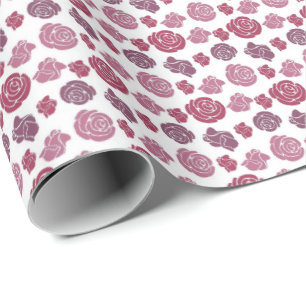 Papel De Regalo Patrón de rosas rosadas y púrpuras