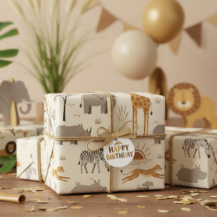 Papel De Regalo Patrón de safari al amanecer en la sabana ID1259