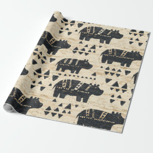Papel De Regalo Patrón de safari de hipopótamo tribal