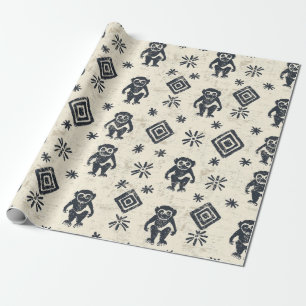 Papel De Regalo Patrón de safari de la jungla de Boho Monkey (2)
