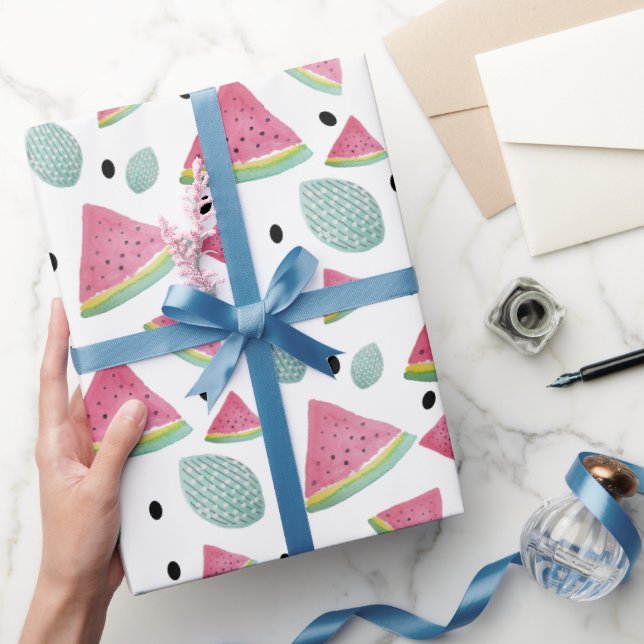 Papel De Regalo Patrón de sandía Acuarela pintada a mano (Regalar)