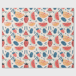 Papel De Regalo Patrón de Sandía   Cabaña de Frutas de Verano Sin 