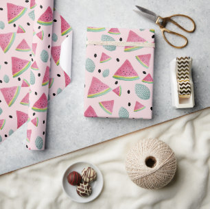 Papel De Regalo Patrón de sandía de verano pintado a mano con acua
