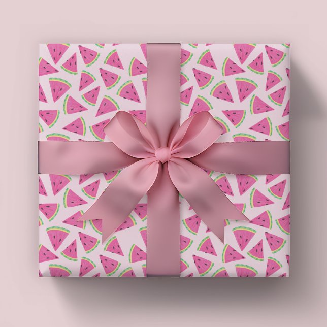 Papel De Regalo Patrón de sandía de verano tropical divertida rosa (Pink watermelon wrapping paper rolls)