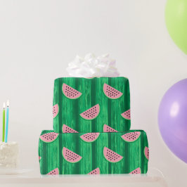 Papel De Regalo Patrón de sandía en acuarela rosa y verde
