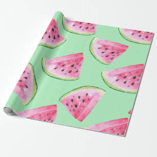 Papel De Regalo Patrón de sandía sin foco en el estilo acuático