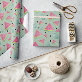 Papel De Regalo Patrón de sandía verde acuarela pintada a mano
