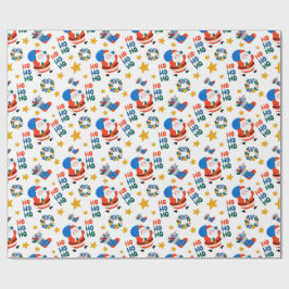 Papel De Regalo Patrón de Santa de estilo crayón dibujado a mano p