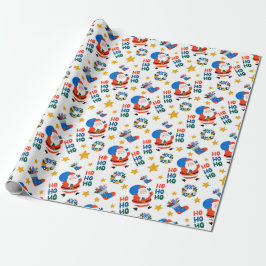Papel De Regalo Patrón de Santa de estilo crayón dibujado a mano p