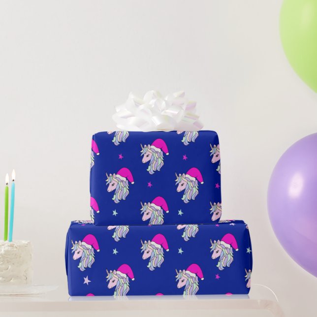 Papel De Regalo Patrón de Santa de unicornio elegante (Regalos de fiesta)