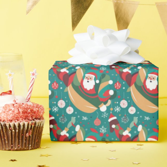 Papel De Regalo Patrón de Santa en Navidades (Fiesta de cumpleaños )