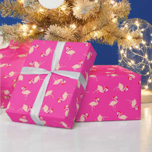 Papel De Regalo Patrón de Santa Flamingos lindo Navidades rosados