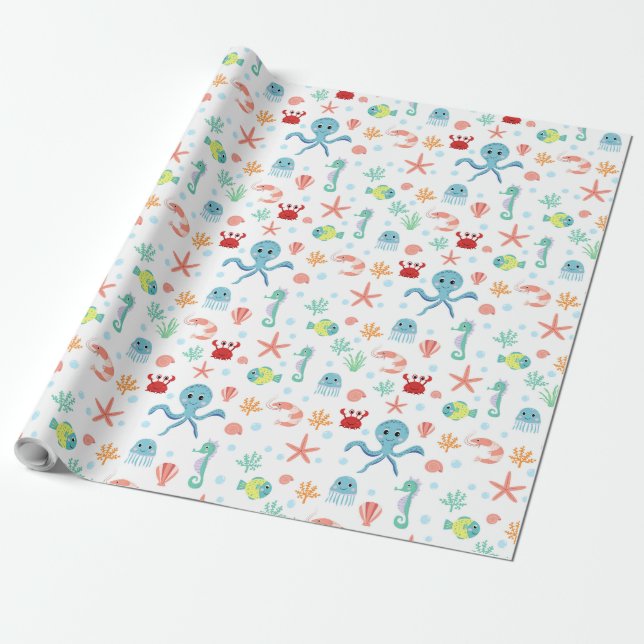 Papel De Regalo patrón de Sea World (Desenrollado)