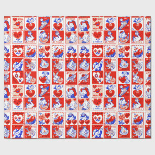 Papel De Regalo Patrón de sello vintage de San Valentín de los año