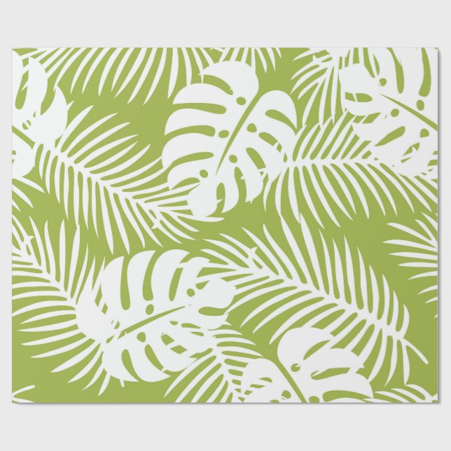 Papel De Regalo Patrón de selva tropical de paleta verde (Superficie plana)