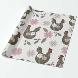 Papel De Regalo Patrón de Semana Santa sin fisuras con pollo.