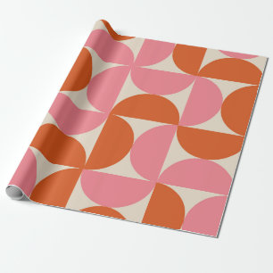 Papel De Regalo Patrón de semicírculos rosados y naranjas de media
