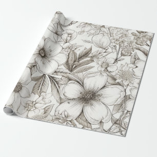 Papel De Regalo Patrón de Sepia Floral Vintage (11)