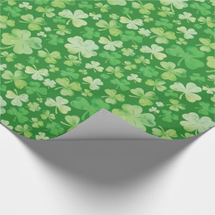 Papel De Regalo Patrón de Shamrock de color de agua verde