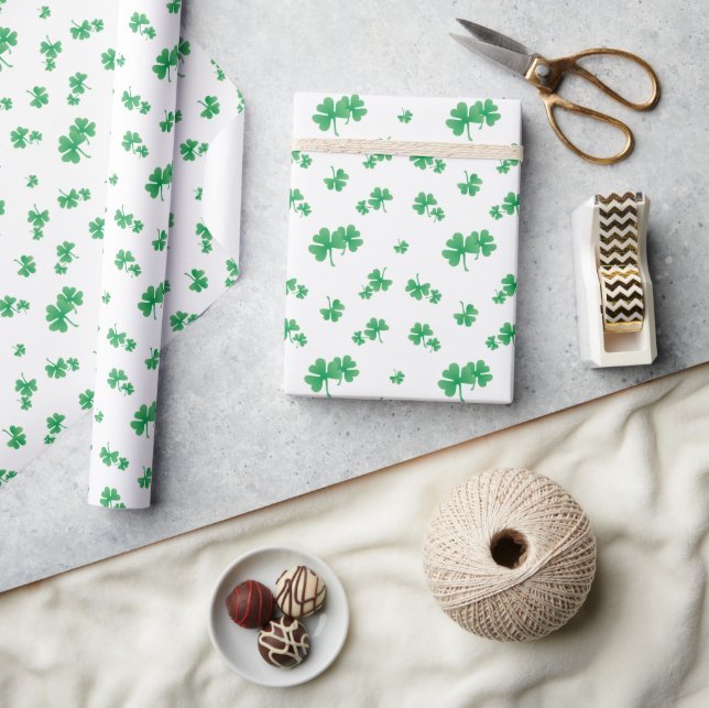 Papel De Regalo Patrón de Shamrock irlandés verde degradado (Artesanía)