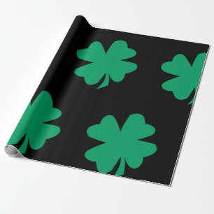 Papel De Regalo Patrón de Shamrock verde negro Día de San Patricio