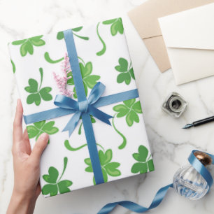 Papel De Regalo Patrón de Shamrock verde St Patrick's Day Clover W