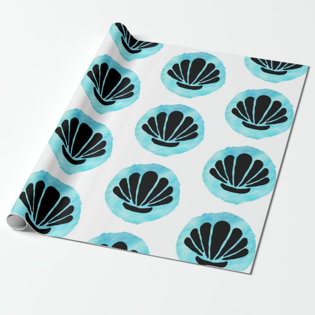 Papel De Regalo Patrón de shell azul (Desenrollado)