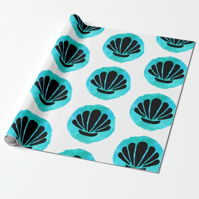Papel De Regalo Patrón de shell verde azul (Desenrollado)