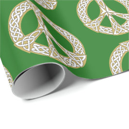 Papel De Regalo Patrón de signos celta dorado y blanco