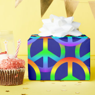 Papel De Regalo Patrón de signos de paz en arco iris