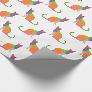 Papel De Regalo Patrón de silueta de gato Low Poly