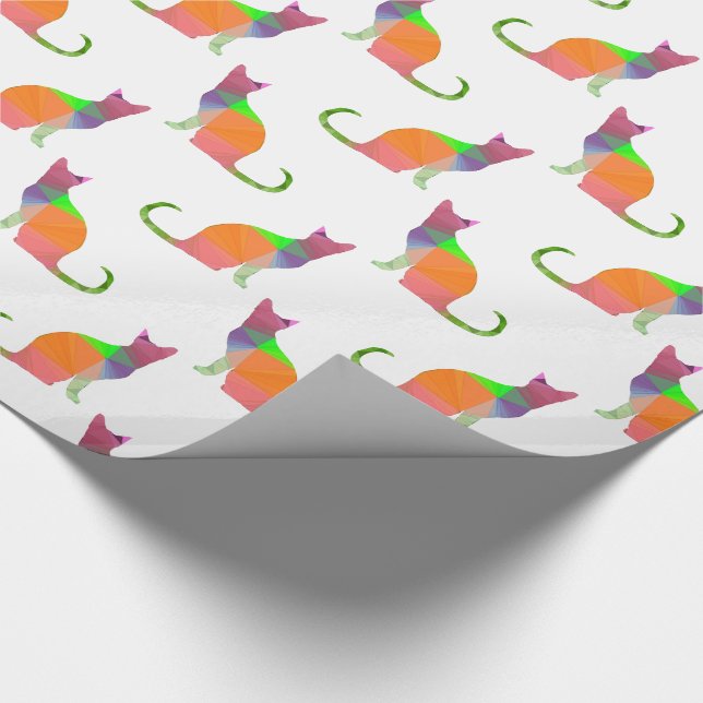 Papel De Regalo Patrón de silueta de gato Low Poly (Esquina)
