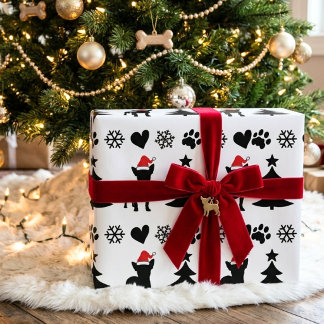 Papel De Regalo Patrón de silueta de perro Chihuahua en Navidad