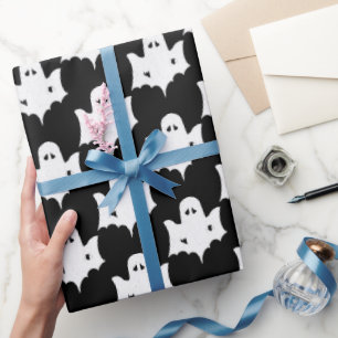 Papel De Regalo Patrón de silueta fantasma blanco de Halloween - n