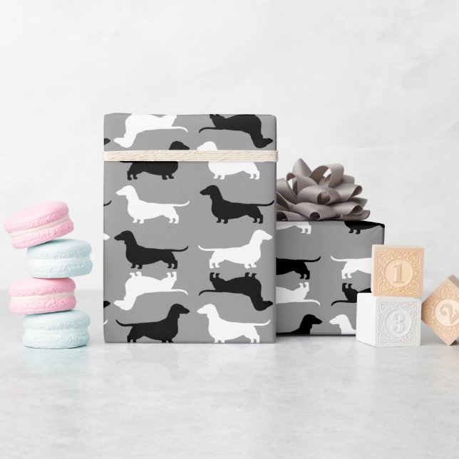 Papel De Regalo Patrón de siluetas de Dachshund | Perros Wiener (Baby Shower)