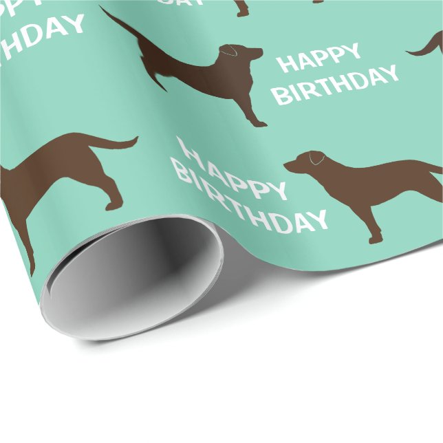 Papel De Regalo Patrón de siluetas de Labrador Retriever de chocol (Esquina del rollo)