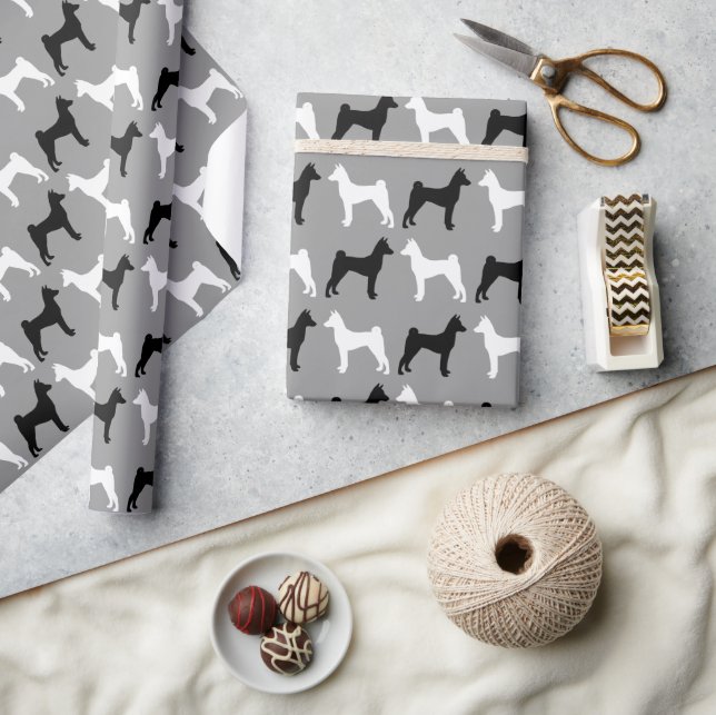Papel De Regalo Patrón de siluetas de perro de Basenji (Artesanía)