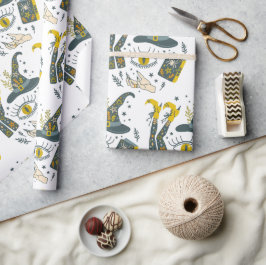 Papel De Regalo Patrón de símbolos de Halloween con vibraciones fa