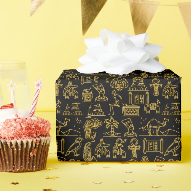 Papel De Regalo Patrón de símbolos jeroglífico egipcio (Fiesta de cumpleaños )