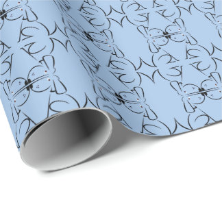 Papel De Regalo Patrón de simetría azul minimalista | Animal abstr