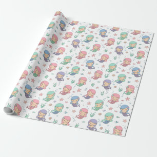 Papel De Regalo Patrón de sirena de dibujos animados lindo