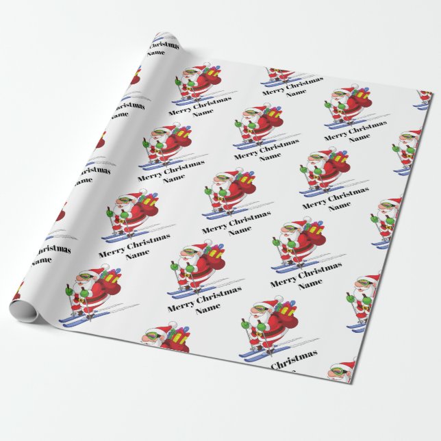 Papel De Regalo Patrón de Snowboard Santa Claus Xmas personalizado (Desenrollado)