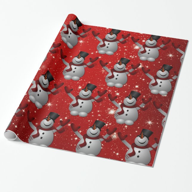 Papel De Regalo Patrón de Snowman (Desenrollado)