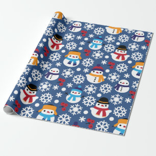 Papel De Regalo Patrón de Snowmans y Snowflakes Seamless